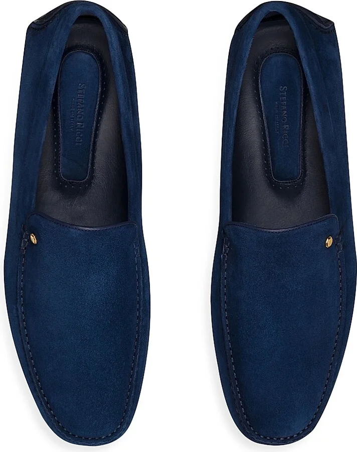Men's Suede Driving Shoes - Navy - Size 10 - Image 4
