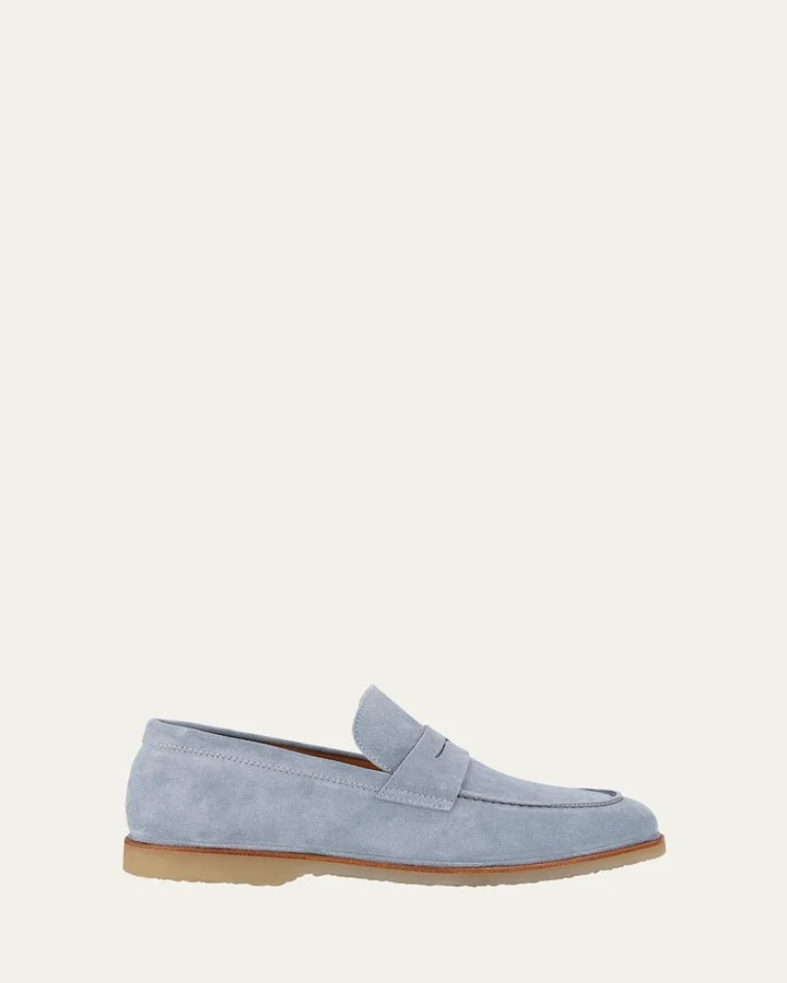 Men's Suede Flex Rubber Sole Penny Loafers