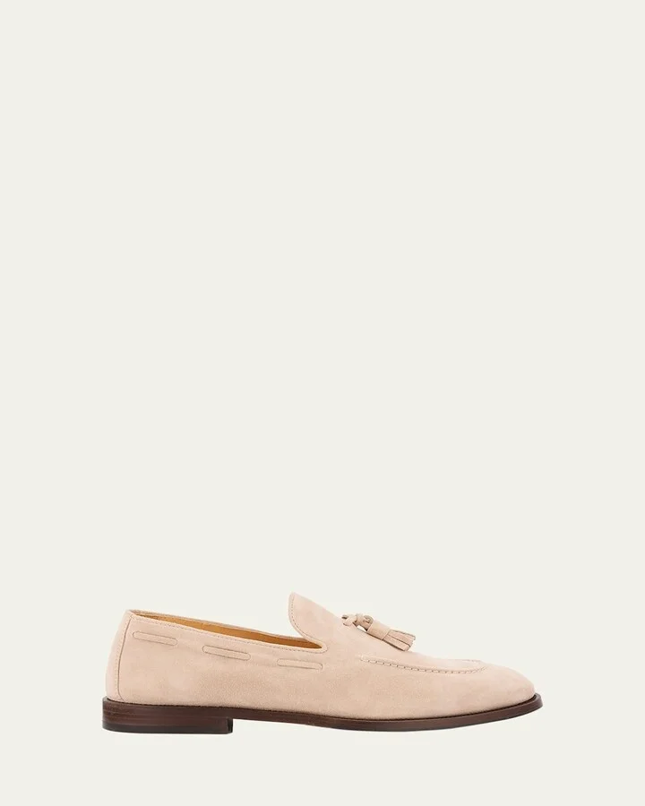 Men's Suede Flex-Sole Tassel Loafers