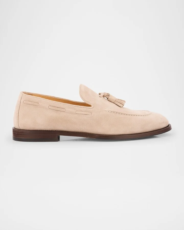 Men's Suede Flex-Sole Tassel Loafers