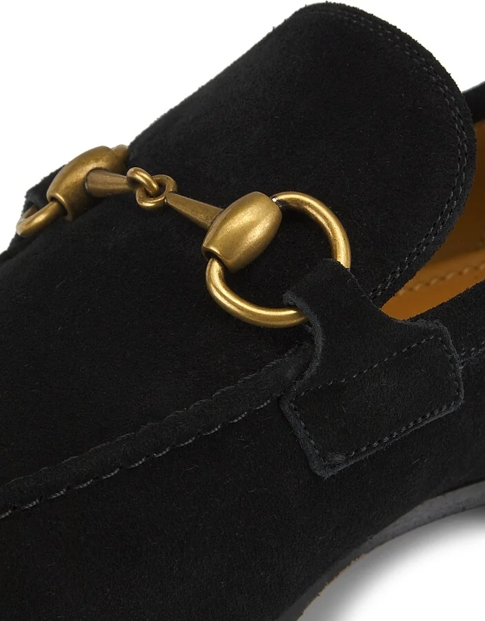 Men's Suede Horsebit Loafers - Black - Size 7 - Image 6