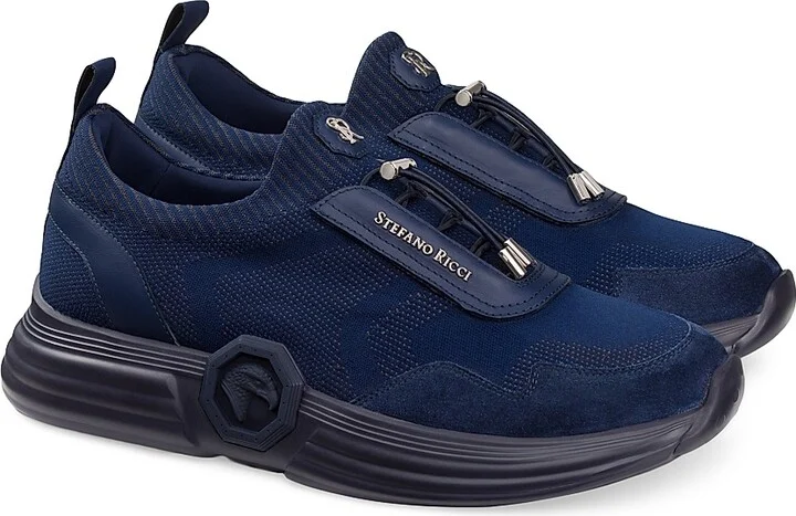 Men's Suede Leather Functional Sneakers - Dark Blue - Size 7 - Image 2