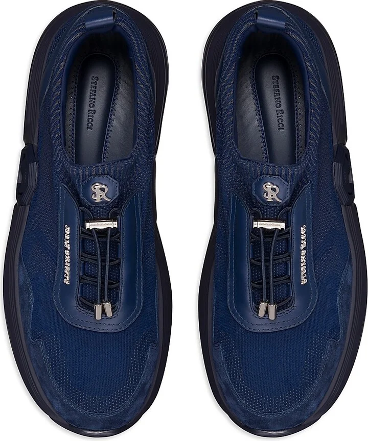 Men's Suede Leather Functional Sneakers - Dark Blue - Size 7 - Image 3