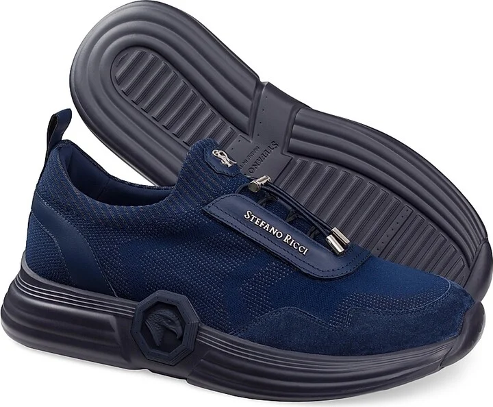 Men's Suede Leather Functional Sneakers - Dark Blue - Size 7 - Image 4
