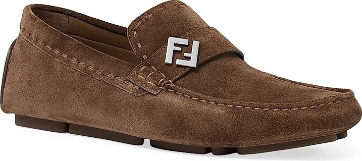 Men's Suede Logo Moccasin-Style Driving Loafers - Cubano - Size 10 - Image 2
