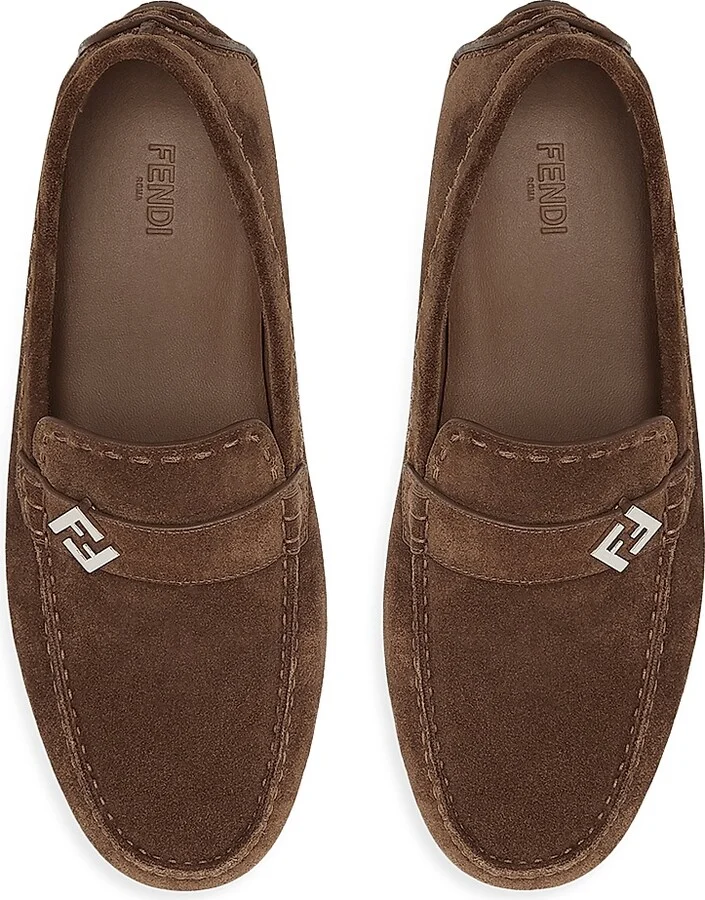 Men's Suede Logo Moccasin-Style Driving Loafers - Cubano - Size 10 - Image 4