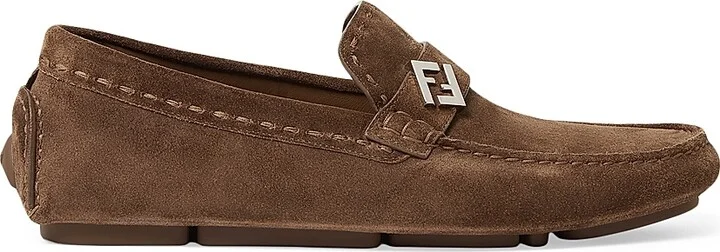 Men's Suede Logo Moccasin-Style Driving Loafers - Cubano - Size 10