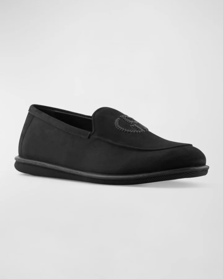Men's Suede Logo Slip-On Loafers - Image 2