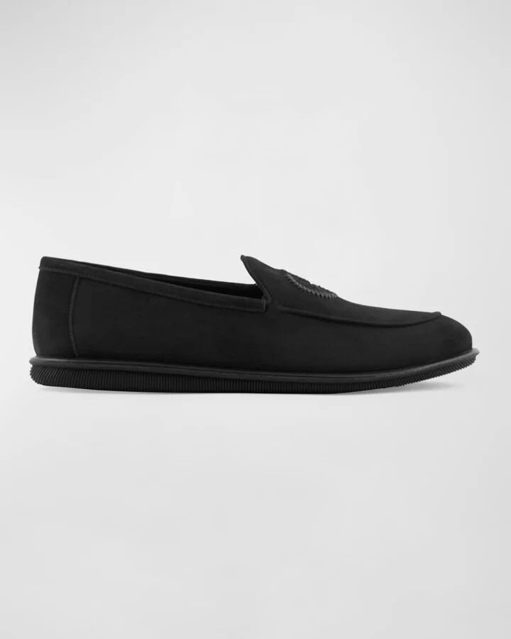Men's Suede Logo Slip-On Loafers