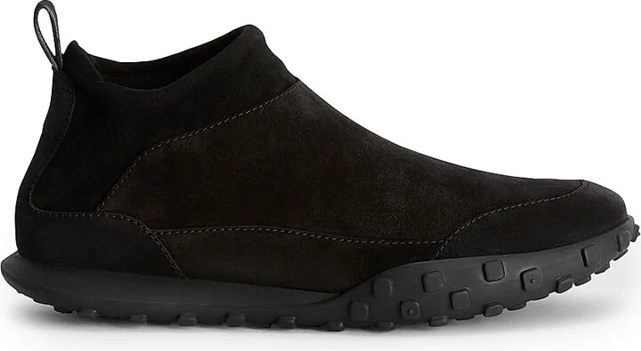 Men's Suede Low Top Sneakers - Black - Size 8