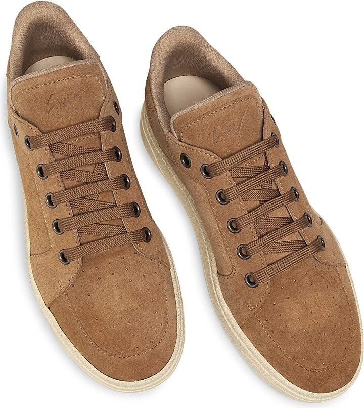 Men's Suede Low-Top Sneakers - Nocciola - Size 7 - Image 4