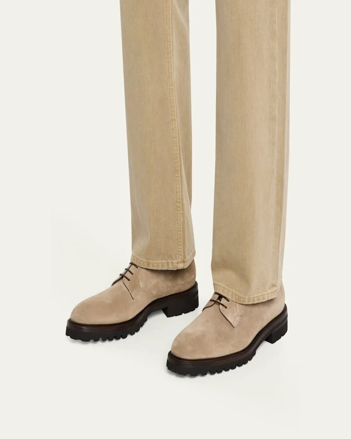 Men's Suede Lug-Sole Derby Shoes - Image 2