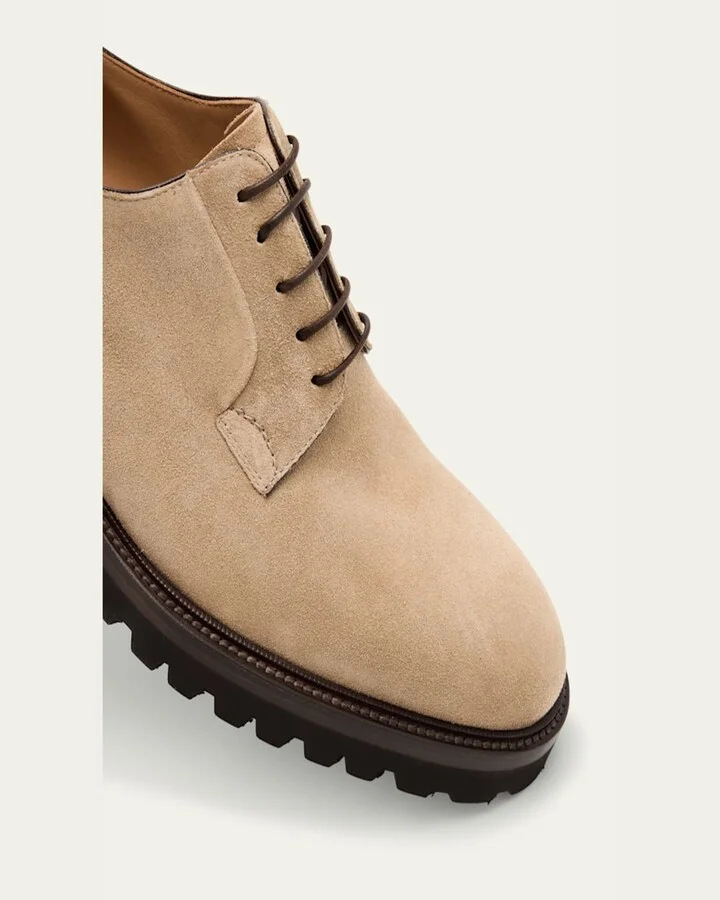 Men's Suede Lug-Sole Derby Shoes - Image 3