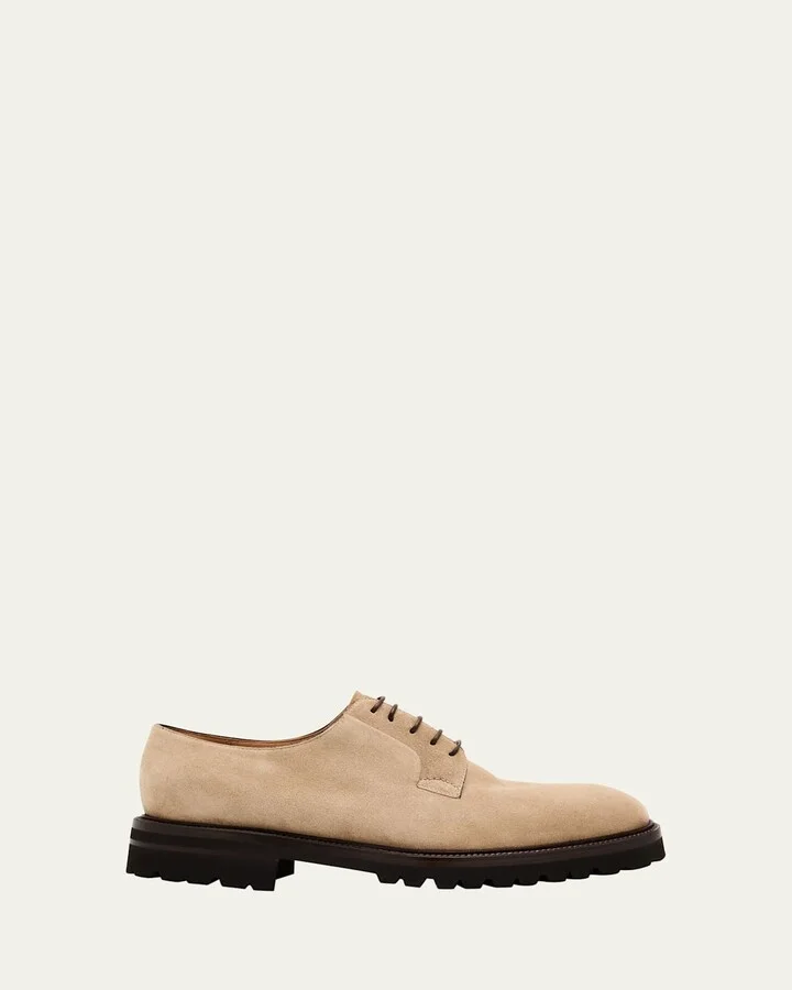 Men's Suede Lug-Sole Derby Shoes