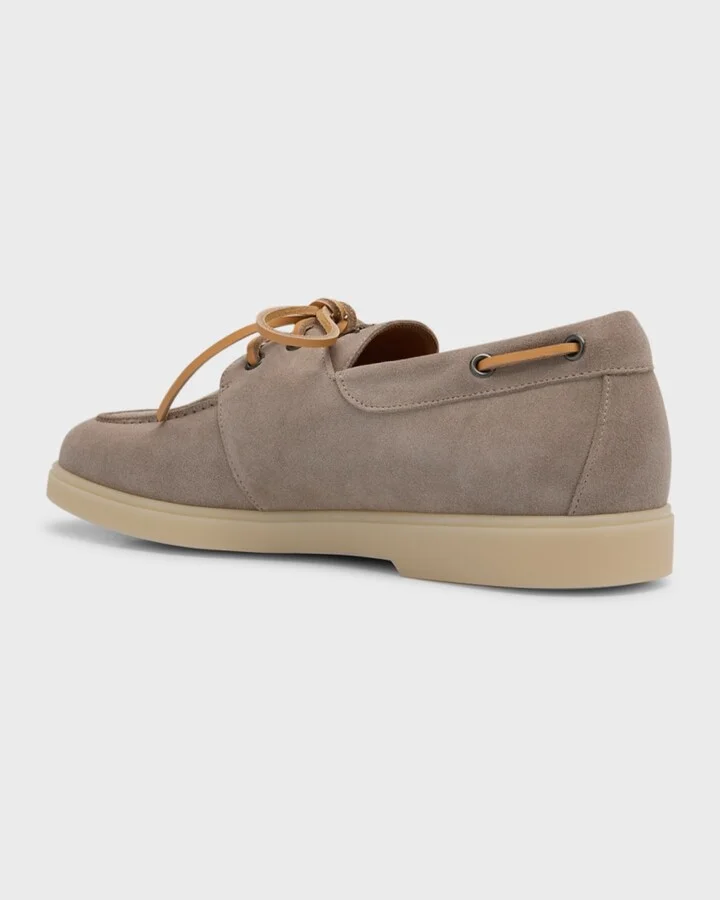 Men's Suede Metal Logo Boat Shoes - Image 2