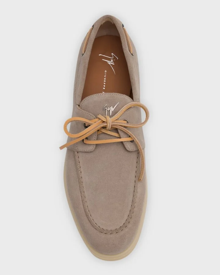 Men's Suede Metal Logo Boat Shoes - Image 7
