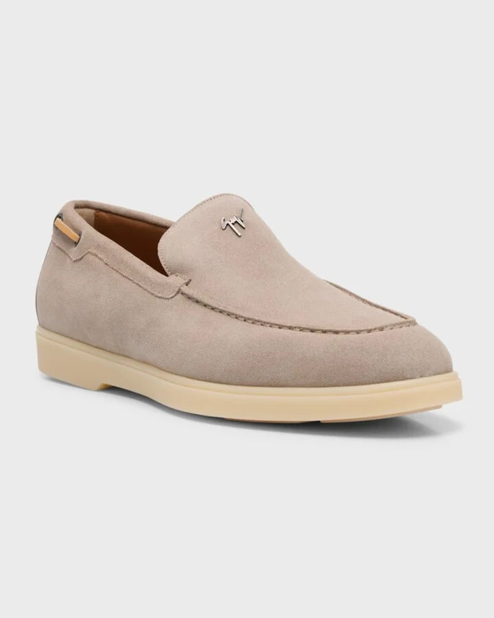 Men's Suede Metal Logo Moccasin Loafers - Image 2