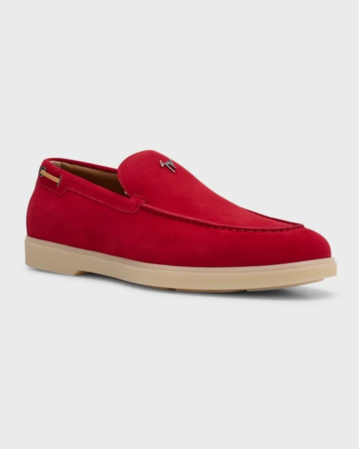 Men's Suede Metal Logo Moccasin Loafers - Image 4