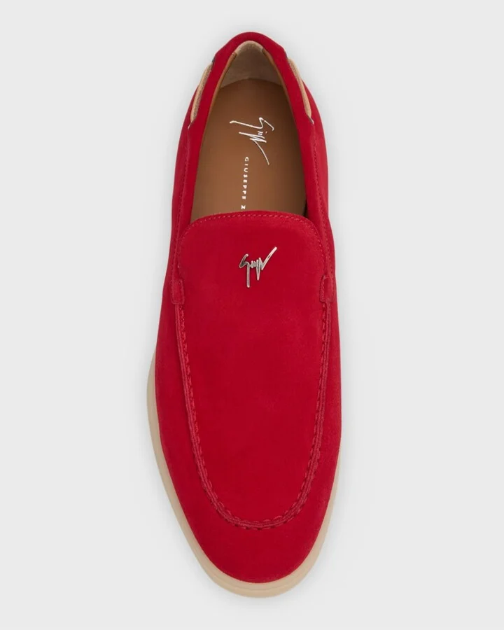Men's Suede Metal Logo Moccasin Loafers - Image 5