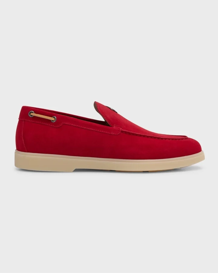 Men's Suede Metal Logo Moccasin Loafers