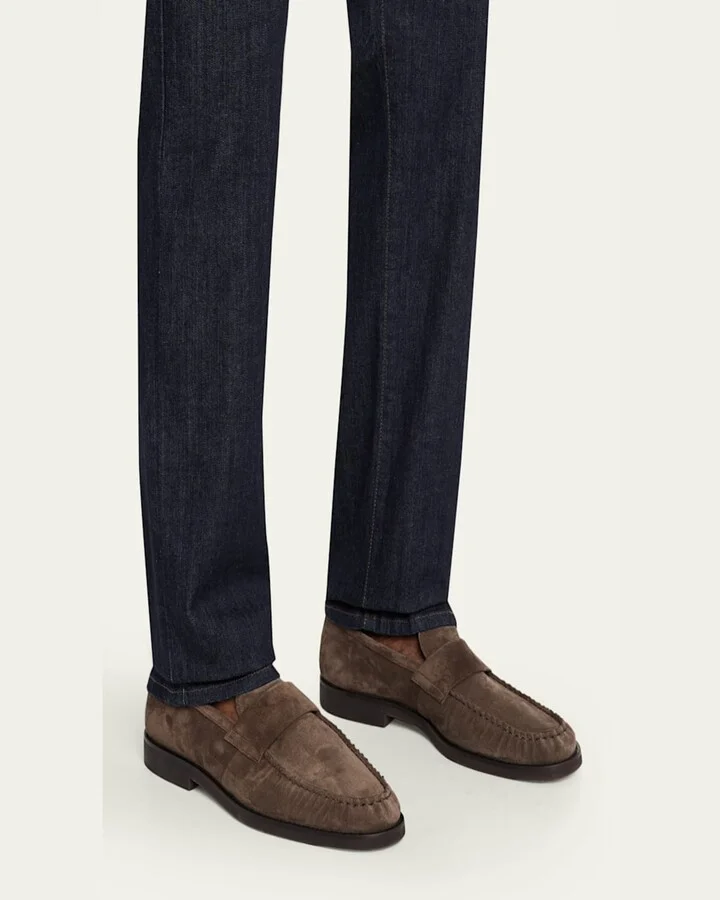 Men's Suede Moc-Toe Penny Loafers - Image 6