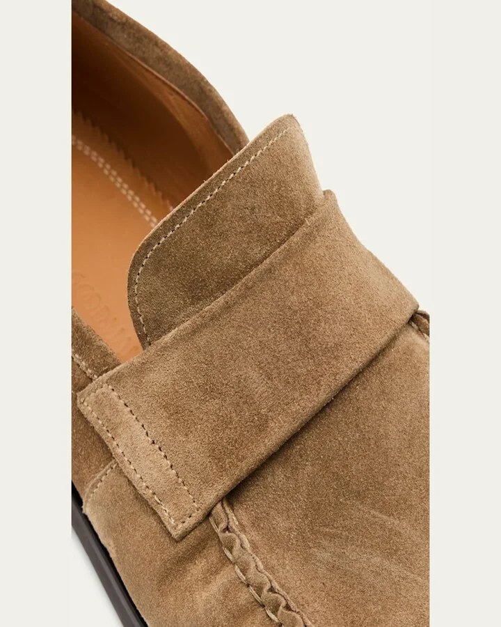 Men's Suede Moc-Toe Penny Loafers - Image 8