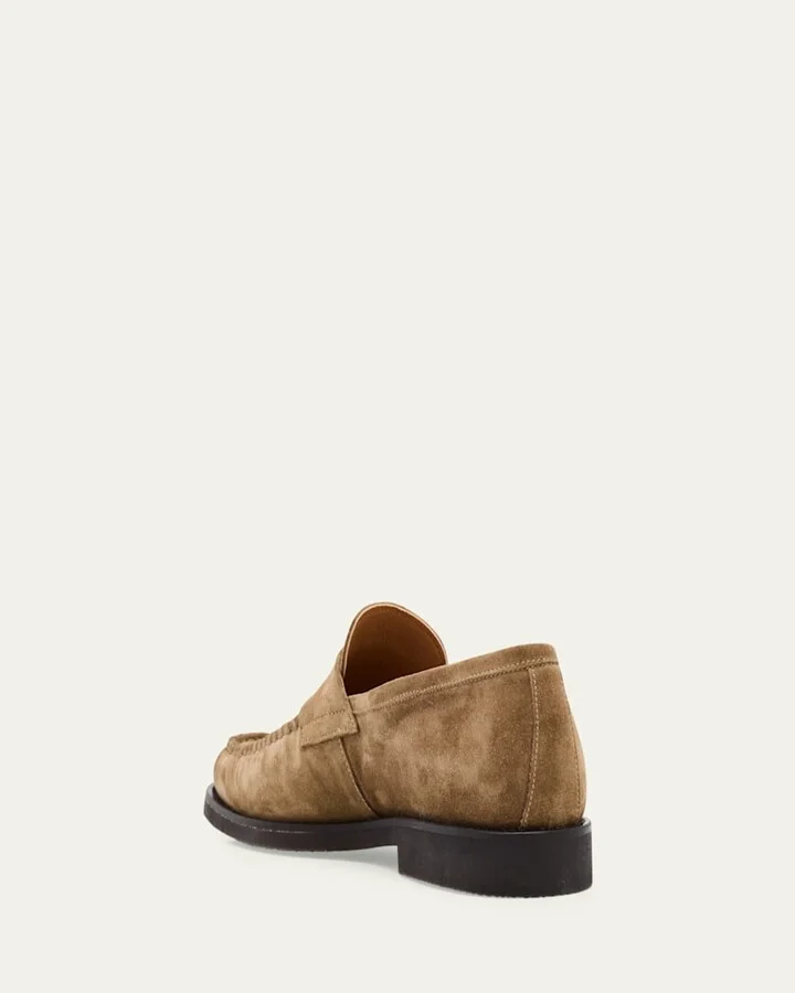 Men's Suede Moc-Toe Penny Loafers - Image 9