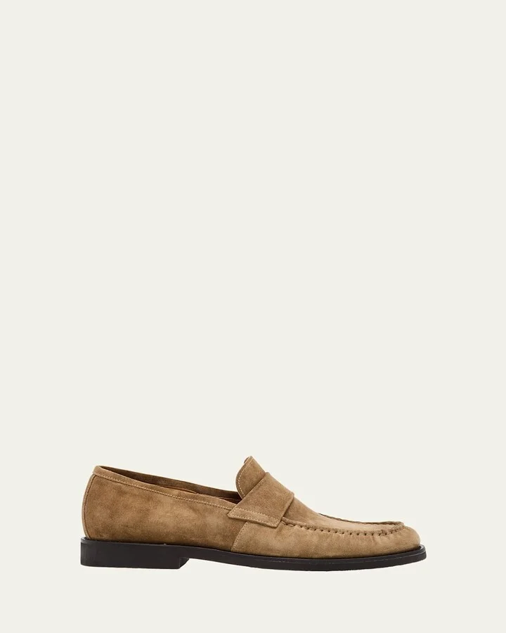 Men's Suede Moc-Toe Penny Loafers