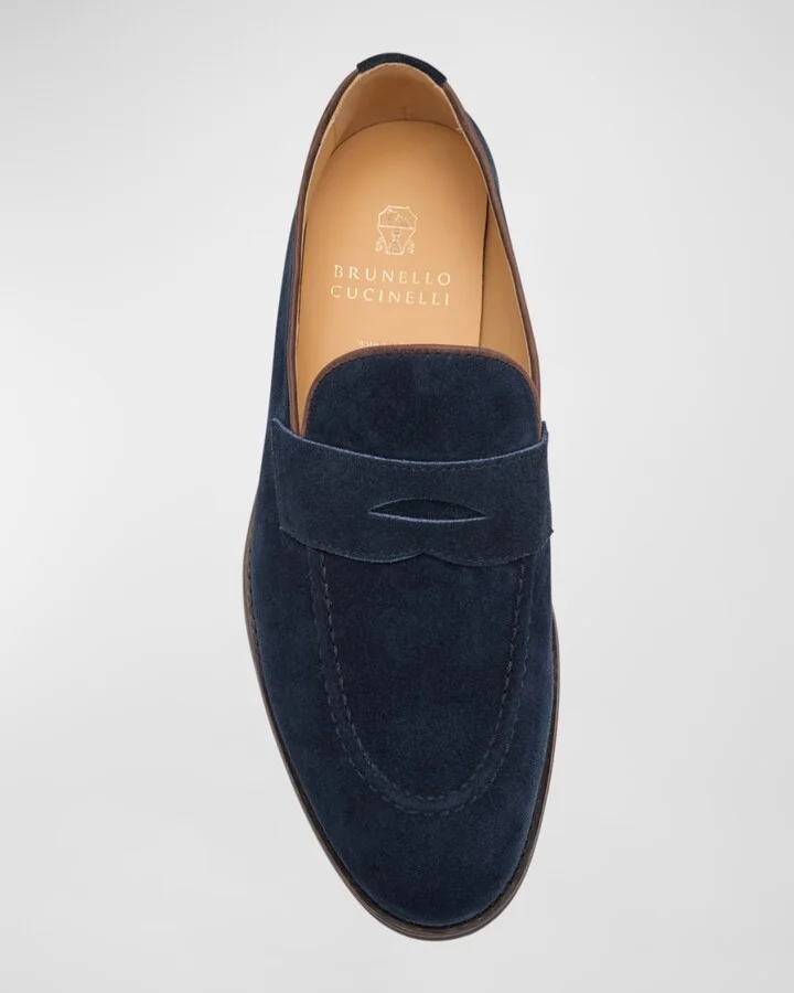 Men's Suede Penny Loafers - Image 2