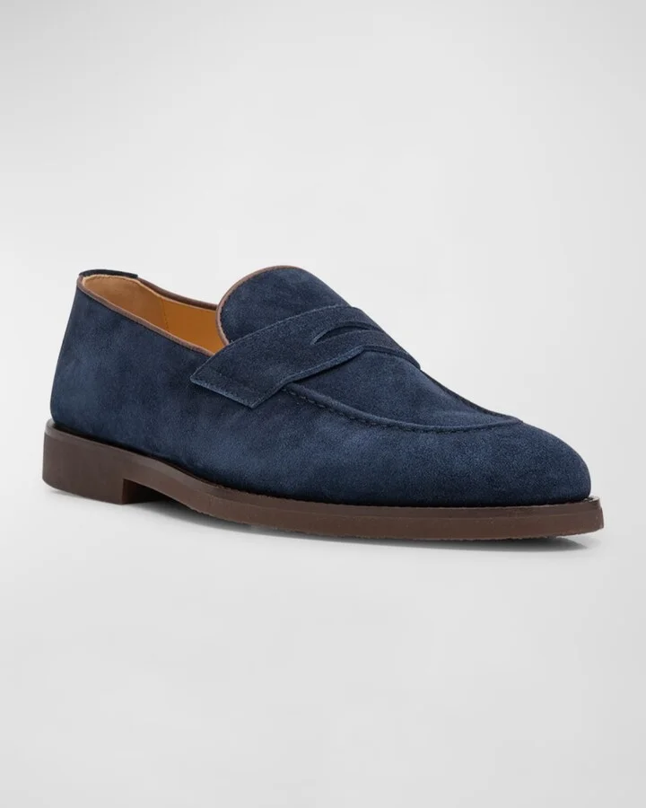 Men's Suede Penny Loafers - Image 4