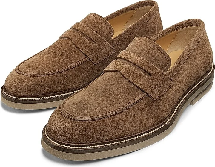 Men's Suede Penny Loafers - Medium Brown - Size 7 - Image 2