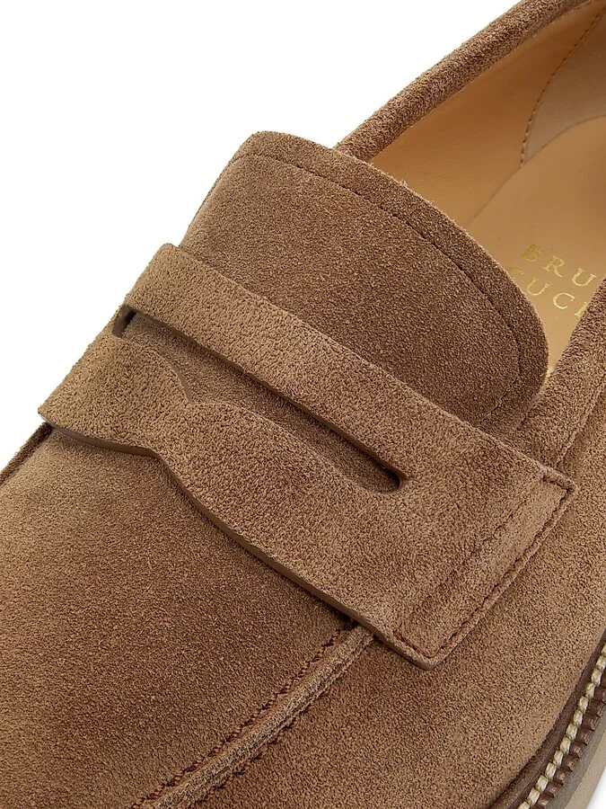Men's Suede Penny Loafers - Medium Brown - Size 7 - Image 6