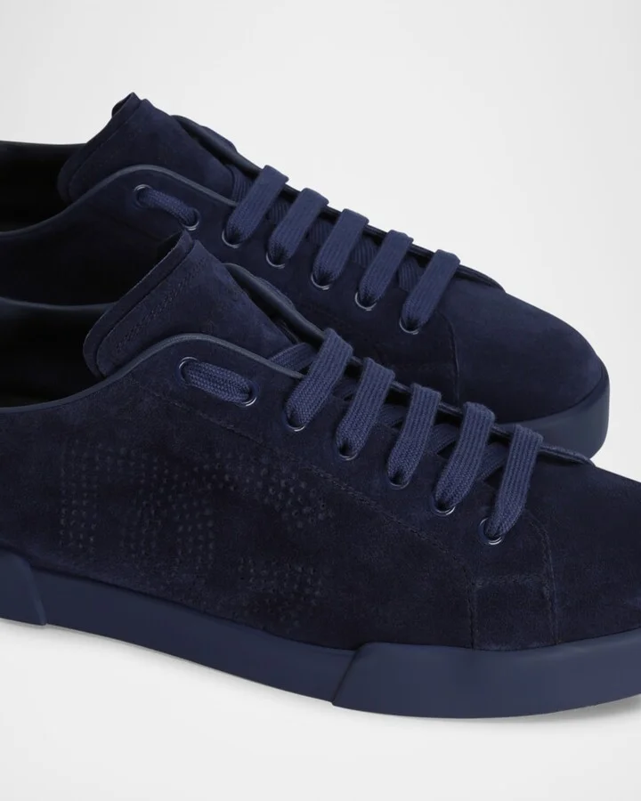Men's Suede Perforated DG Low-Top Sneakers - Image 10