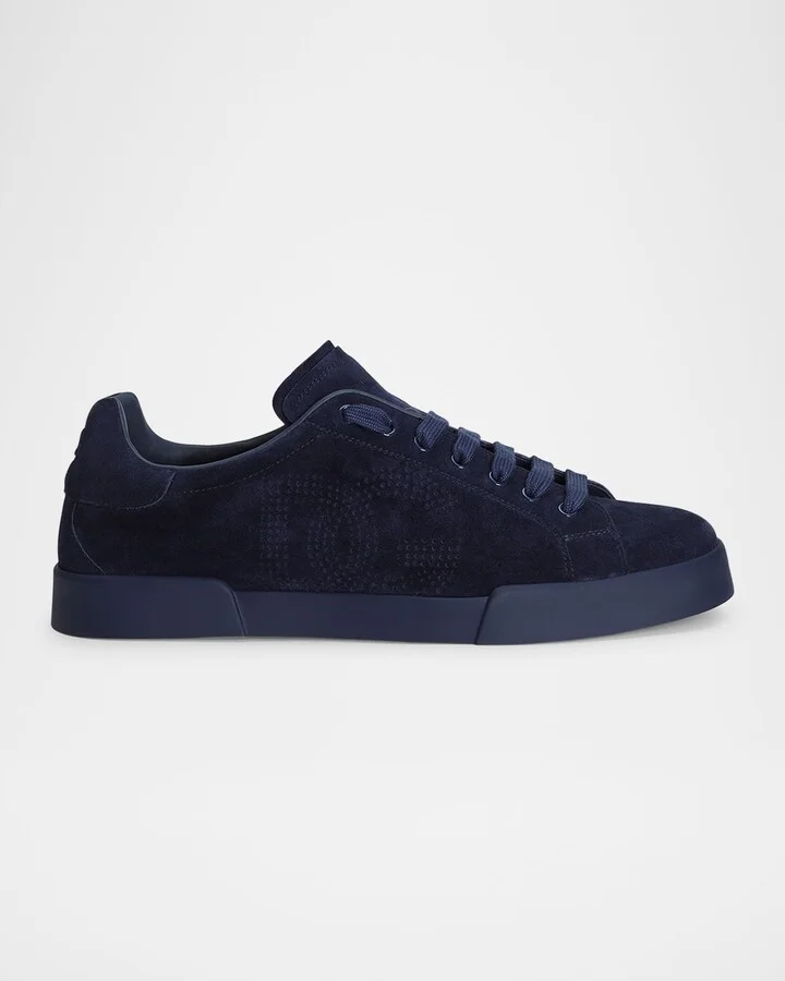 Men's Suede Perforated DG Low-Top Sneakers