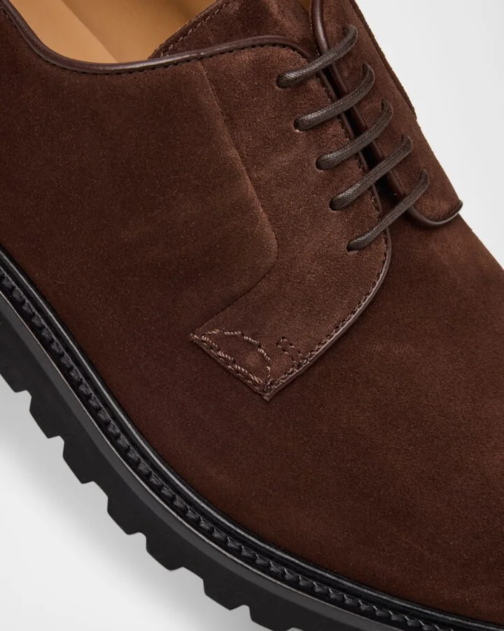 Men's Suede Rubber-Sole Derby Shoes - Image 4