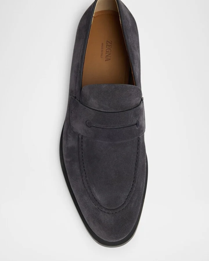 Men's Suede Rubber-Sole Penny Loafers - Image 2