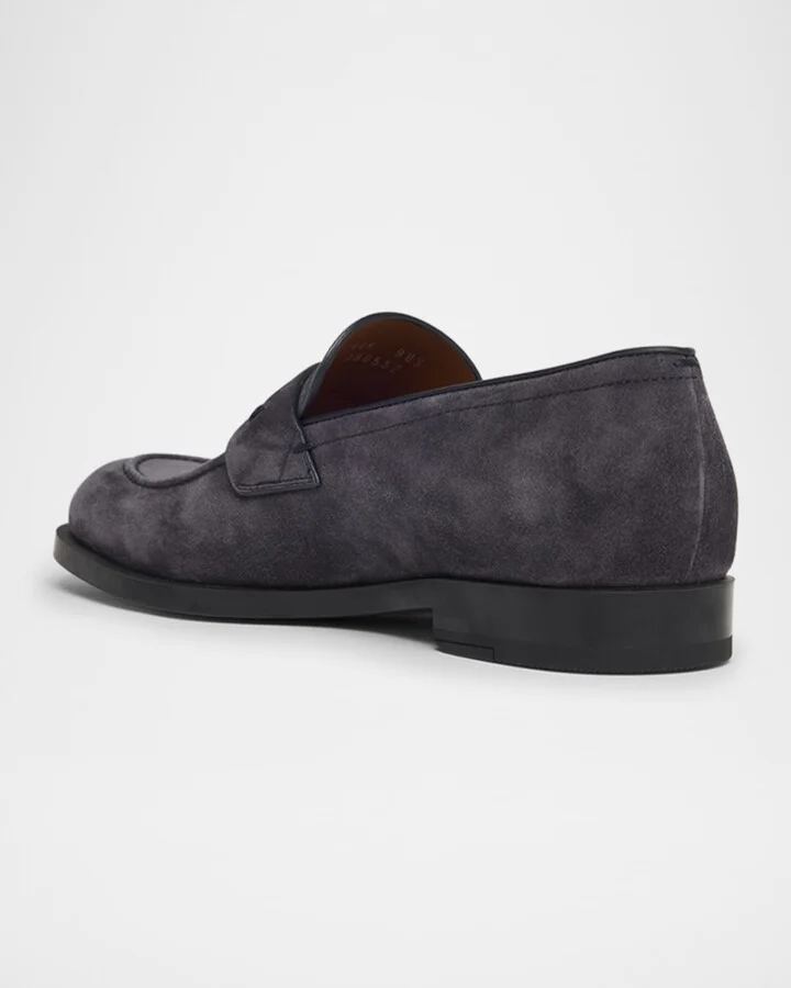 Men's Suede Rubber-Sole Penny Loafers - Image 3