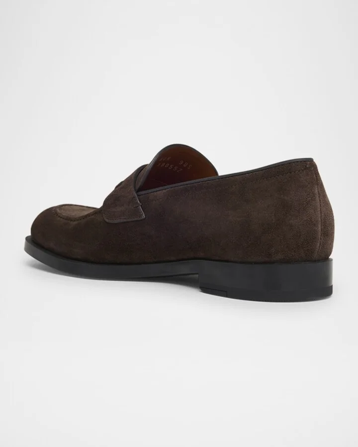 Men's Suede Rubber-Sole Penny Loafers - Image 5
