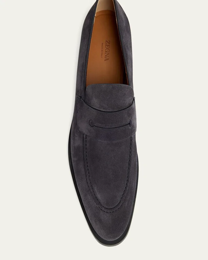 Men's Suede Rubber-Sole Penny Loafers - Image 2