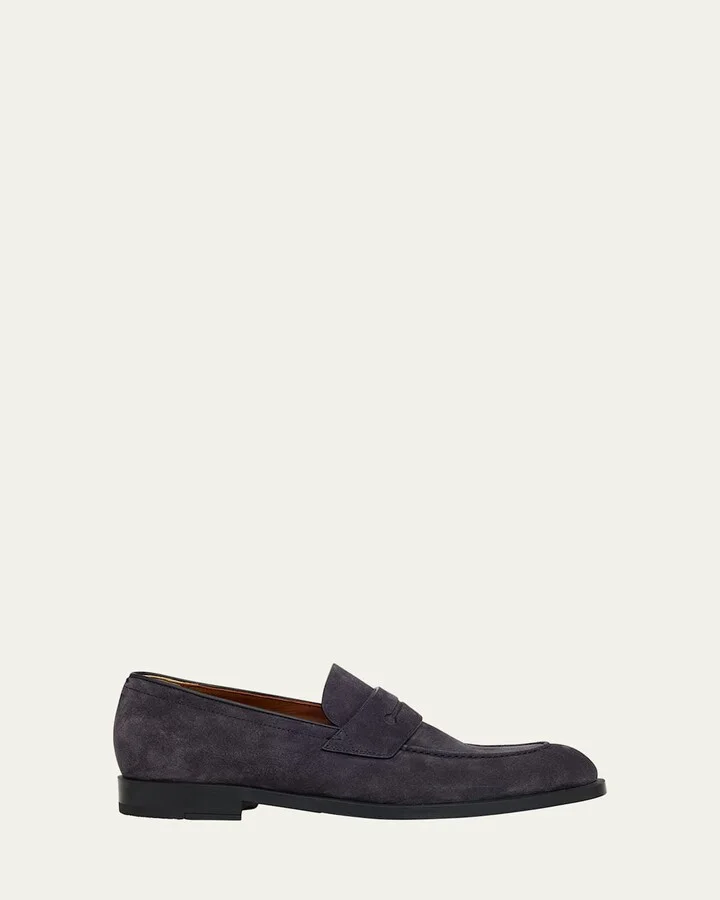 Men's Suede Rubber-Sole Penny Loafers