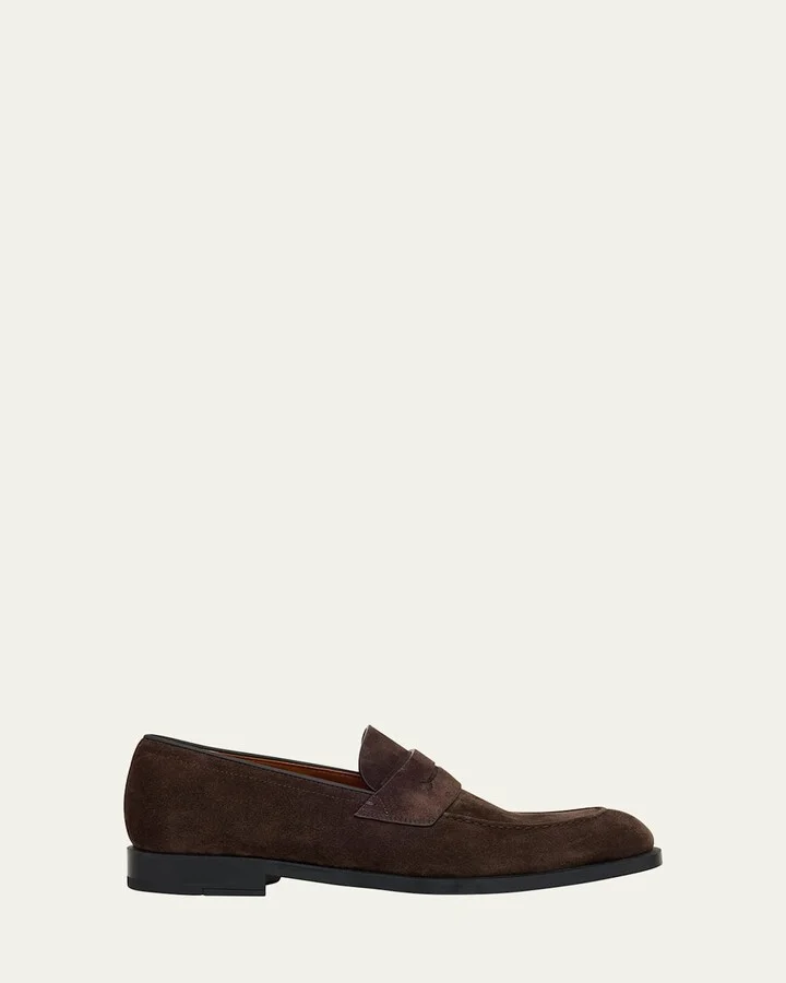 Men's Suede Rubber-Sole Penny Loafers