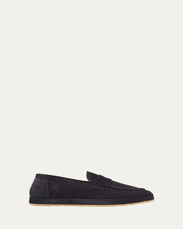 Men's Suede Rubber-Sole Penny Loafers