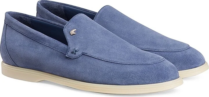 Men's Suede Slip-On Loafers - Light Blue - Size 5 - Image 2