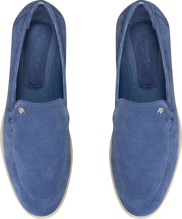 Men's Suede Slip-On Loafers - Light Blue - Size 5 - Image 4