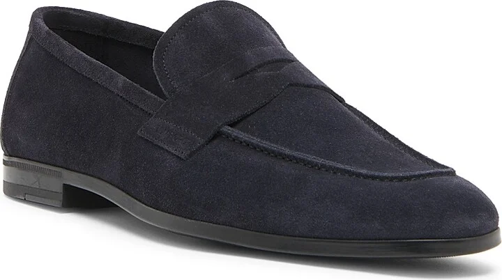 Men's Suede Square-Toed Loafers - Dark Blue - Size 11 - Image 2