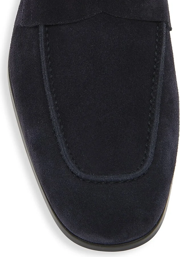 Men's Suede Square-Toed Loafers - Dark Blue - Size 11 - Image 4