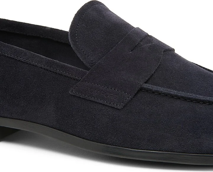 Men's Suede Square-Toed Loafers - Dark Blue - Size 11 - Image 6