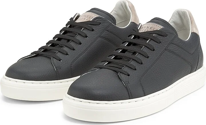 Men's Suede-Trim Low-Top Leather Sneakers - White - Size 8 - Image 6