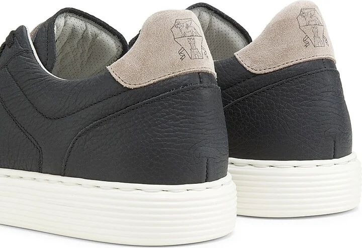 Men's Suede-Trim Low-Top Leather Sneakers - White - Size 8 - Image 7