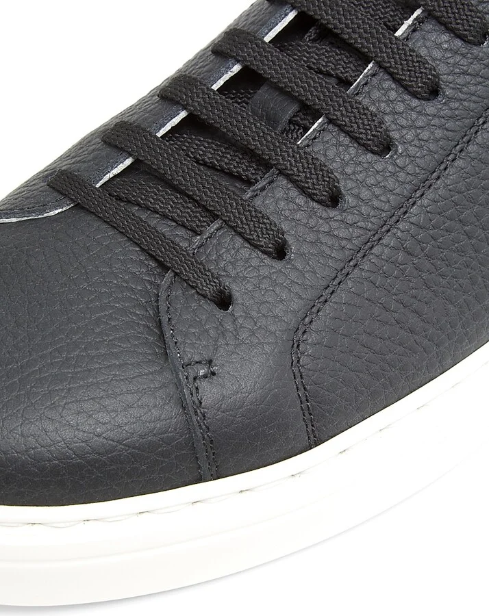 Men's Suede-Trim Low-Top Leather Sneakers - White - Size 8 - Image 9